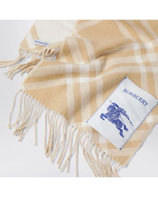 Burberry Natural Sand Check Cashmere Scarf