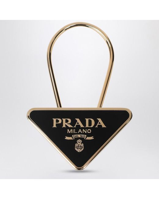 Prada Black Enamelled Metal Key Ring