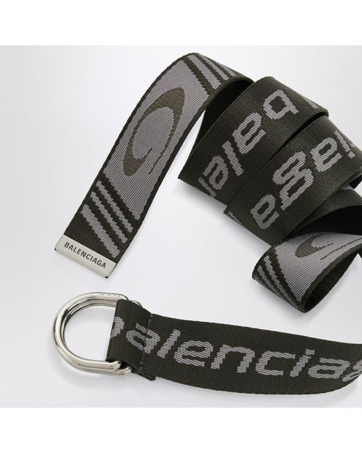 Balenciaga Metallic Khaki D-Ring Belt With Loop Sports Icon Motif for men