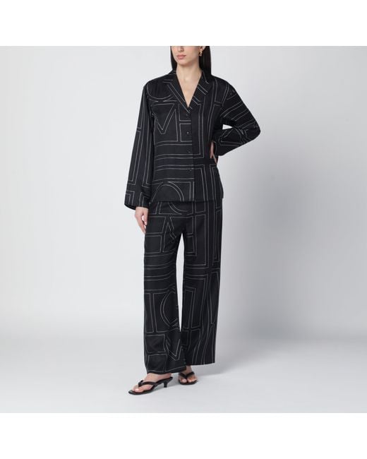Totême Blue Monogram Silk Pajama Trousers