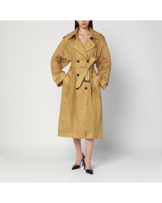 MKDT STUDIO Yellow Double-Breasted Cici Trench Coat