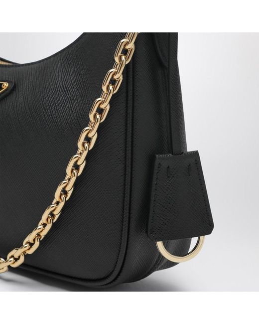 Prada Black Mini Re-Edition Tasche Aus Schwarzem Saffiano