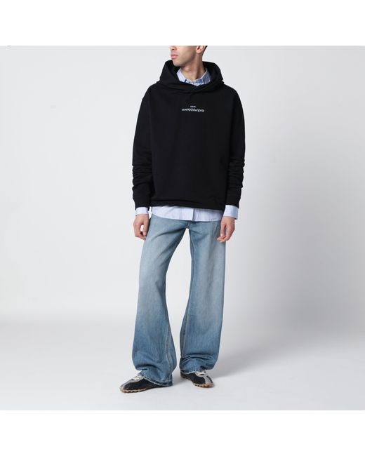 Maison Margiela Black Hoodie With Reversed Logo for men