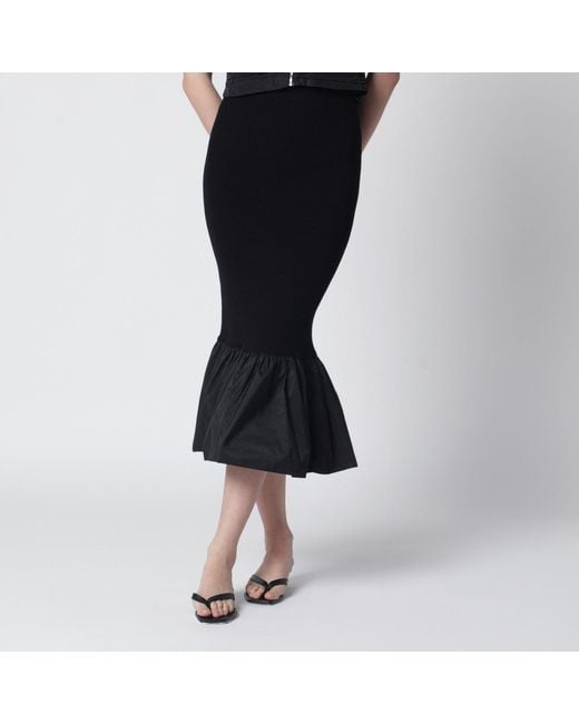 Patou Black Skirt With Faille Ruffle Hem