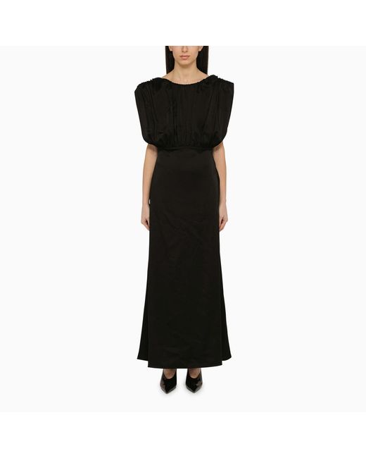 Jil Sander Black Long Dress With Ruffles