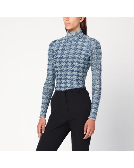DIESEL Blue Patterned Turtleneck Sweater