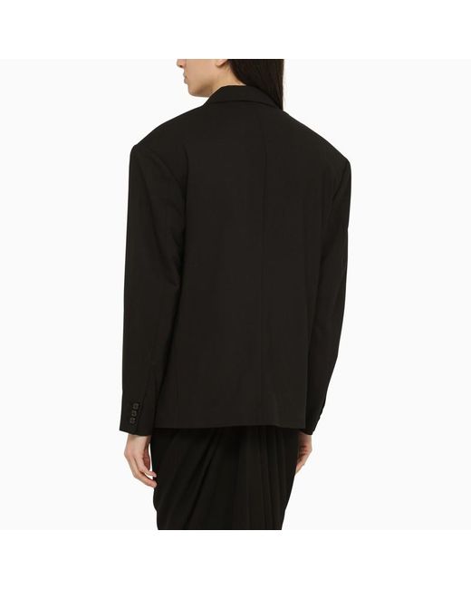 Giacca doppiopetto nera in lana con spalline di Isabel Marant in Black