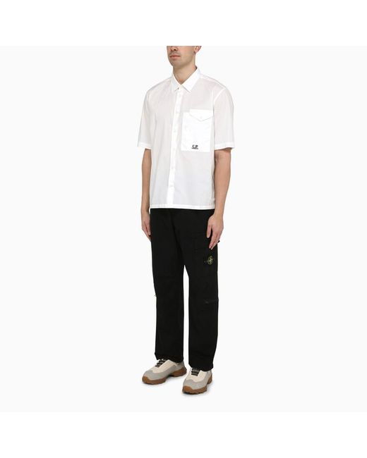 Camicia a manica corta bianca in cotone di C P Company in White da Uomo
