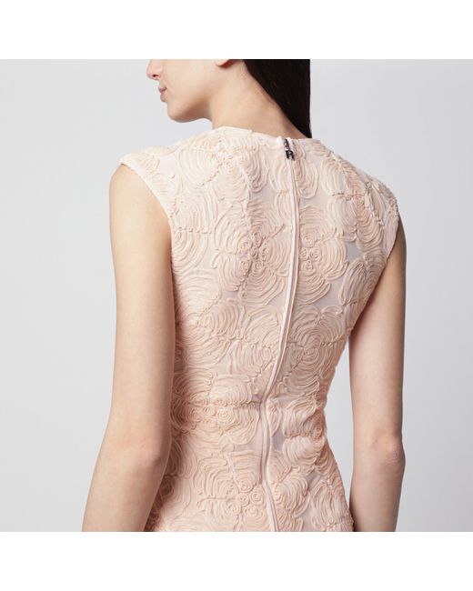 ROTATE BIRGER CHRISTENSEN Natural Vanilla-Colored Mini Dress With Floral Appliqués