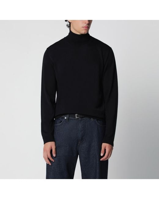 Roberto Collina Black Wool Turtleneck Sweater for men