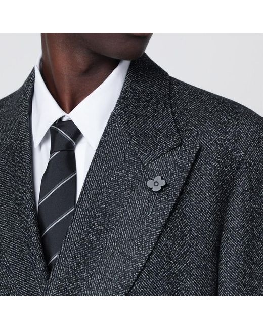 Cappotto doppiopetto a spina di pesce di Lardini in Black da Uomo