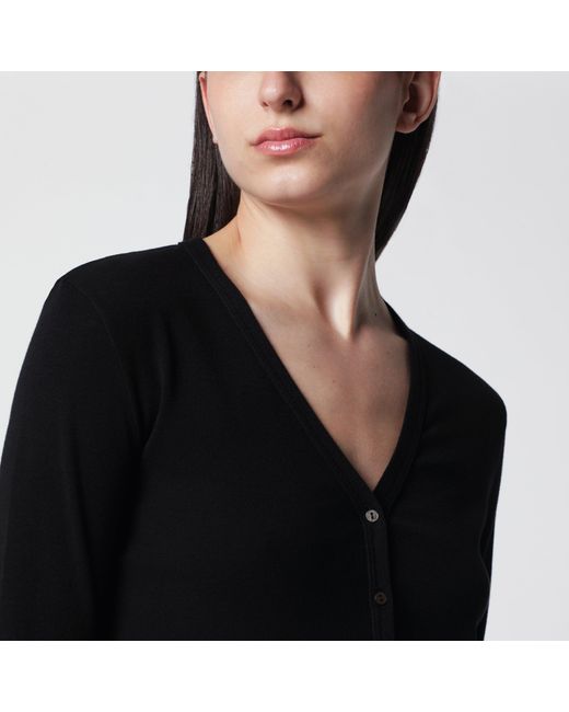 The Row Black Cotton Cardigan