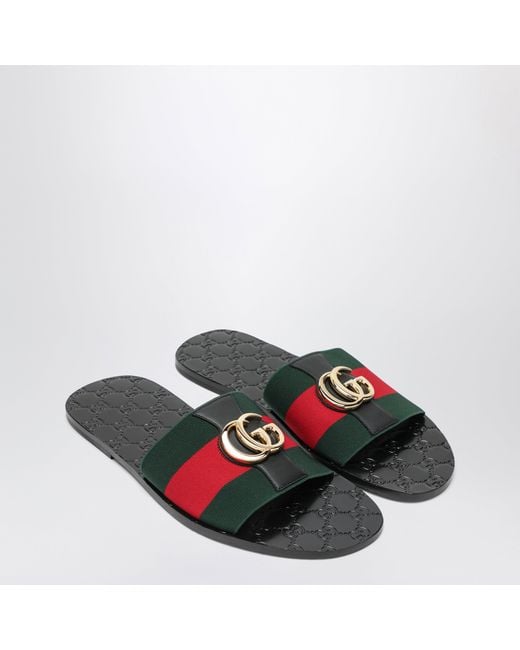 Gucci Red Leather Riviera Slides for men