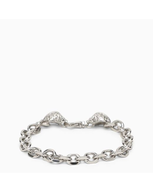 Emanuele Bicocchi Metallic Silver 925 Skull Chain Bracelet for men