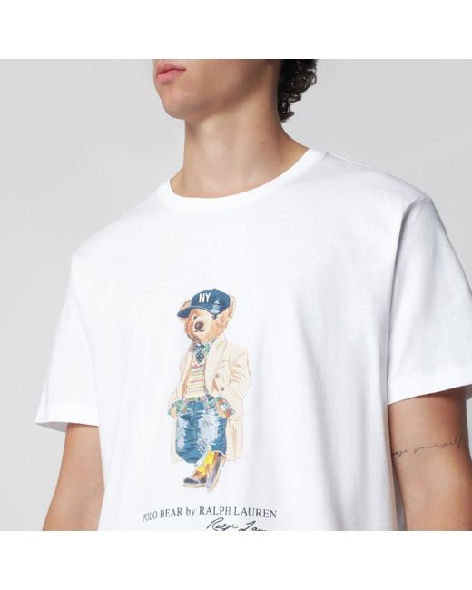 Polo Ralph Lauren White Polo Bear Custom Slim-Fit T-Shirt for men