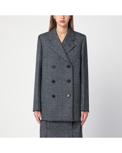 Giacca doppiopetto in principe di galles di Prada in Gray