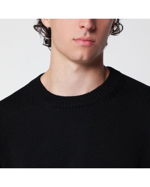 Roberto Collina Black Wool Crew-Neck Sweater for men