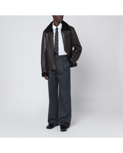 Salvatore Santoro Black Dark Leather Jacket for men