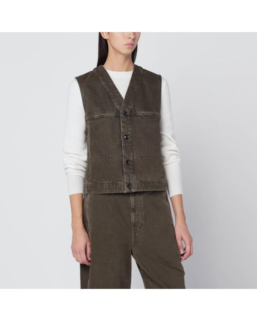Lemaire Brown Moss Denim Vest