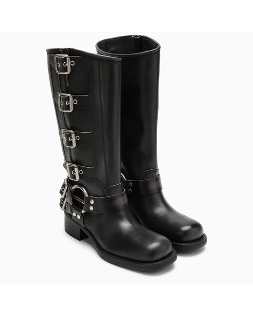 Miu Miu Black Boots With Leather Buckles