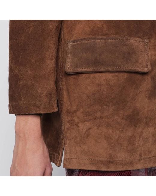 Giacca scamosciata color tabacco di Salvatore Santoro in Brown