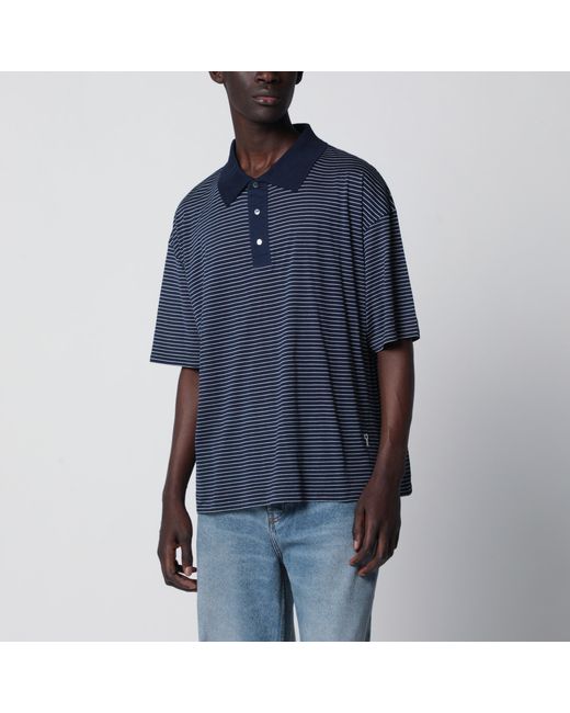 AMI Blue Striped Ami De Coeur Polo By for men