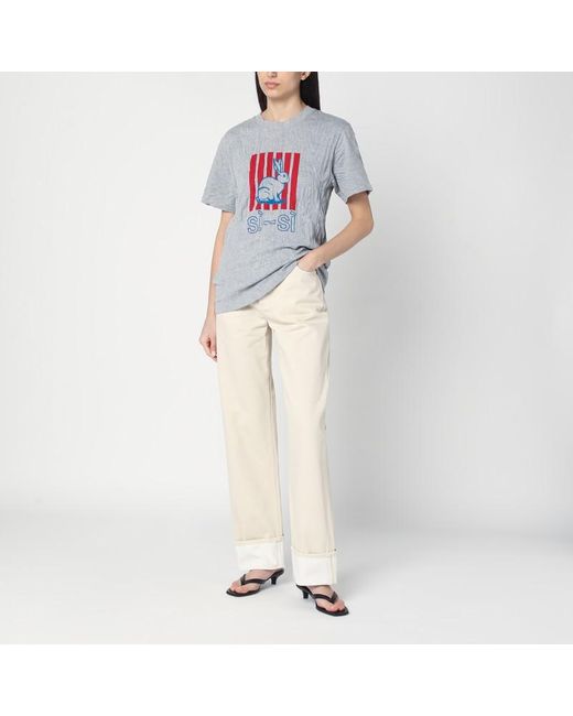 Bottega Veneta Gray Crushed Cotton Printed Jersey T-thirt