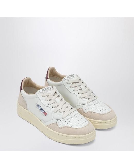 Autry White Medalist Sneakers Aus Weißem/Burgunderrotem Leder Und Wildleder