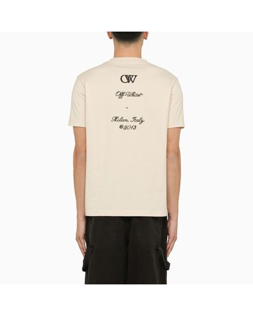 Off-White c/o Virgil Abloh Natural Off- Slim T-Shirt With Logo 23 for men
