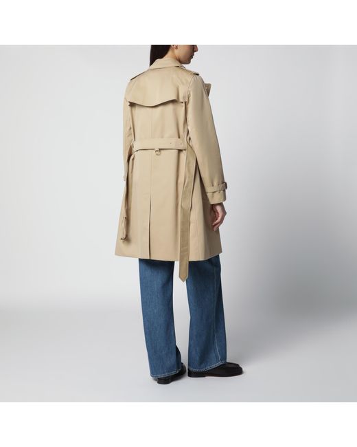 Burberry Natural Double-Breasted Kensington Cotton Trench Coat