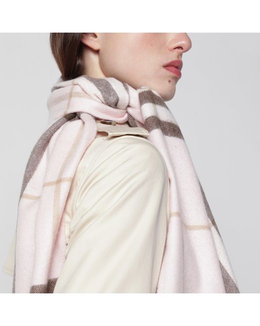 Burberry Pink Cashmere Scarf With A Checked Pattern