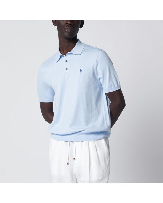 Polo Ralph Lauren Blue Cotton Knit Polo Shirt for men