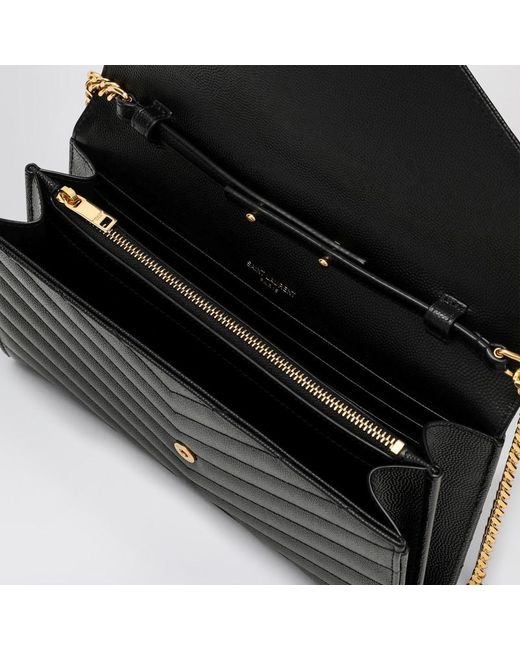 Saint Laurent Black Cassandre Chain Clutch Bag