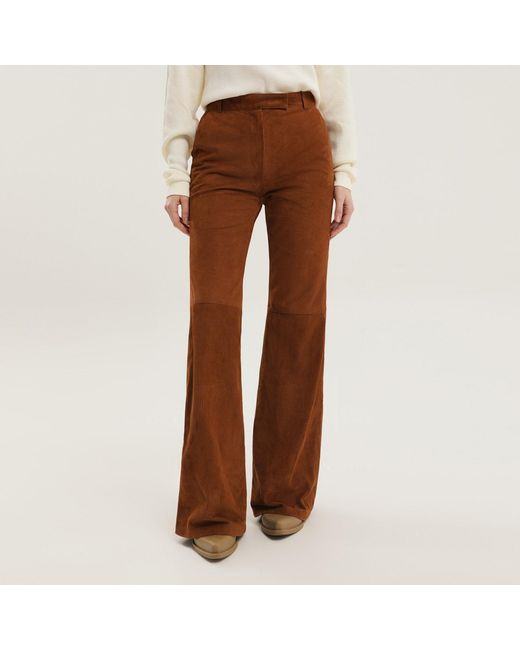 1989 STUDIO Brown Corduroy Flared Leather Pants