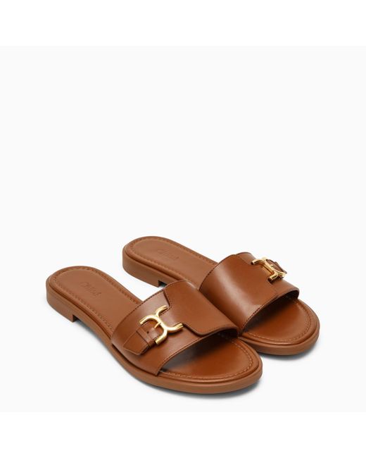 Chloé Brown Chloé Marcie Caramel-coloured Flat Sandals
