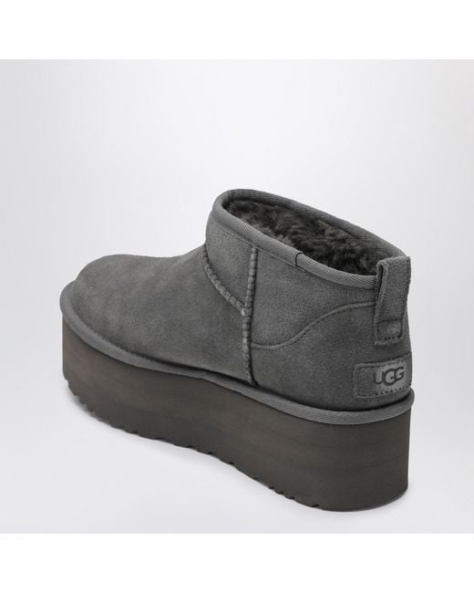 Ugg Gray Classic Ultra Mini Boot With Platform