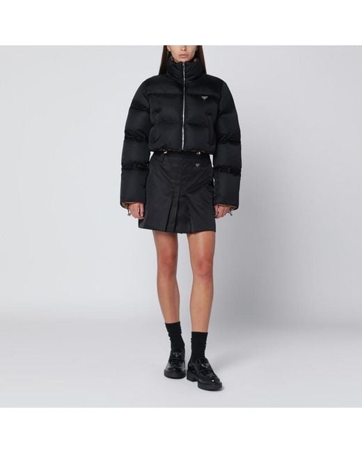 Prada Black Cropped Re-Nylon Down Jacket