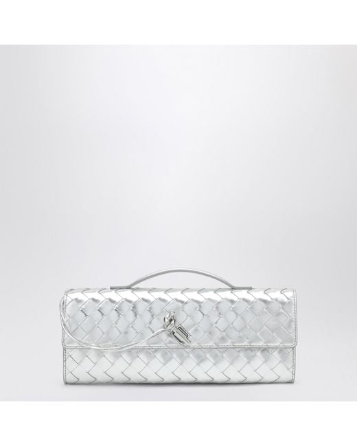 Bottega Veneta White Andiamo Clutch With Handle