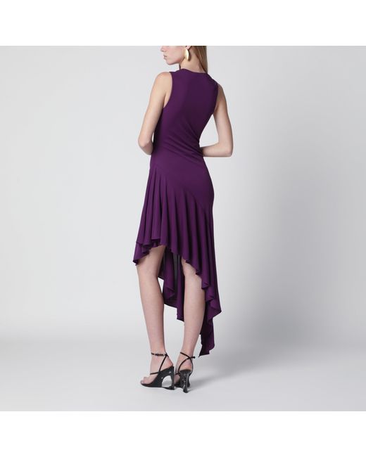 Alaïa Purple Asymmetric Fluid Viscose Jersey Dress