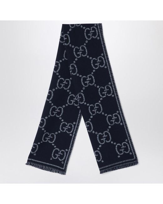 Sciarpa in lana gg a quadri grigia/ di Gucci in Blue da Uomo