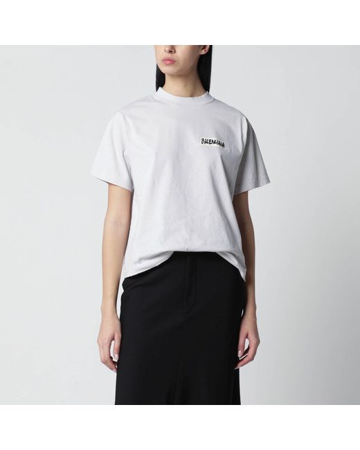 Balenciaga White Logo-Print Relaxed-Fit Cotton T-Shirt