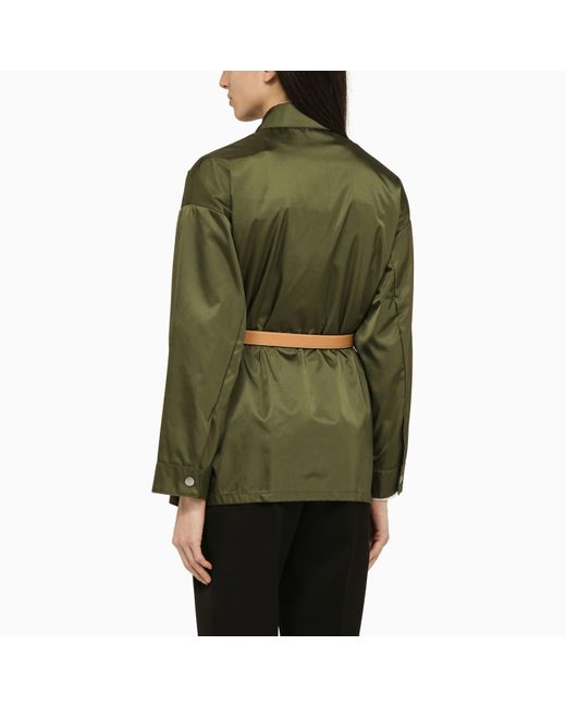 Prada Green Loden-coloured Jacket In Re-nylon With Logo