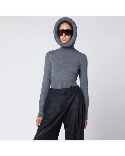 Alaïa Blue Wool Hoodie