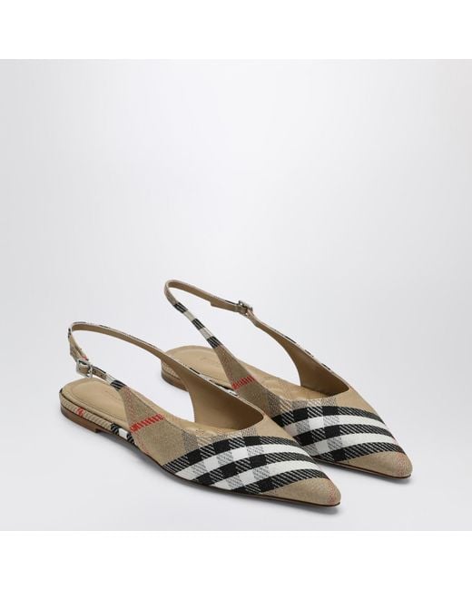 【関税&送料込】Burberry Ballerine Slingback Birdie Check Burberry Ballerine Slingback Birdie Check in Natural | Lyst