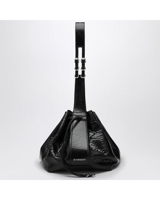 Borsa pumini media in pelle verniciata craquelé nera di Givenchy in Black