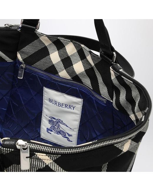Tote bag /calico in misto cotone con motivo check di Burberry in Black da Uomo
