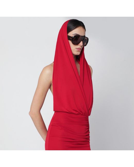 ANDAMANE Red Annie Hooded Midi Dress