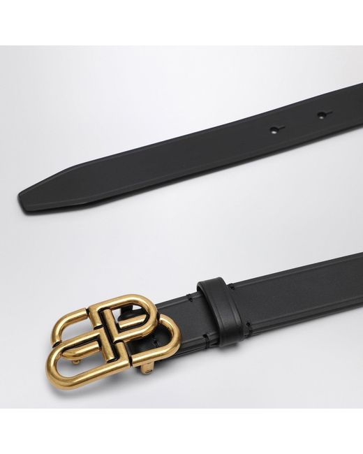 Balenciaga Black Leather Bb Belt