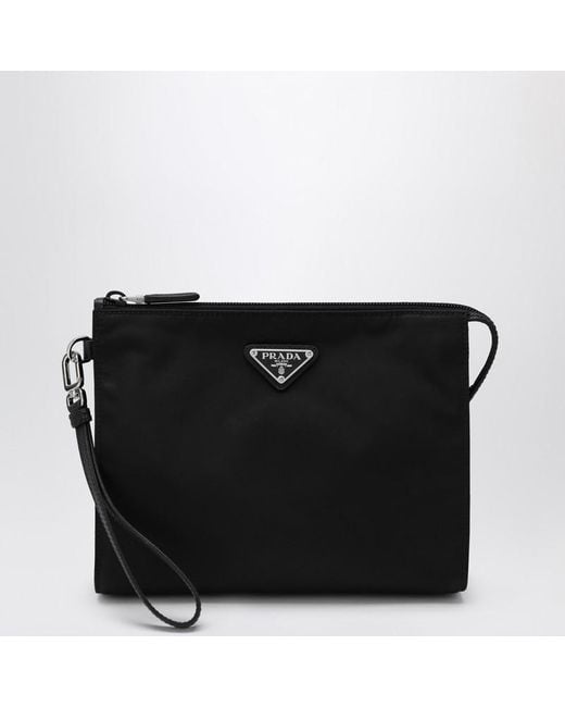 Prada Pouch Aus Re-Nylon Und Saffiano in Black für Herren