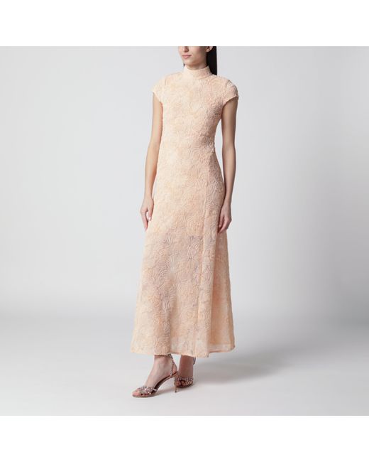 ROTATE BIRGER CHRISTENSEN Natural Vanilla Dress With Floral Appliqués